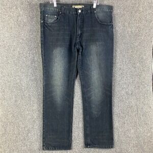 FUSAI Jeans Men's 42x32 Straight Leg Denim Dark Wash‎ 100% Cotton